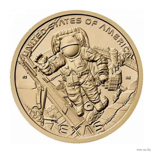 США 1 доллар 2025 Техас - Космический центр Джонсона, Космос Американские инновации UNC двор P