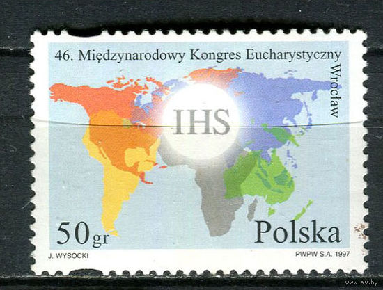 Польша - 1997 - Евхаристический конгресс - (пятно на клее) - [Mi. 3649] - полная серия - 1 марка. MNH.  (Лот 88HM)-T2P14