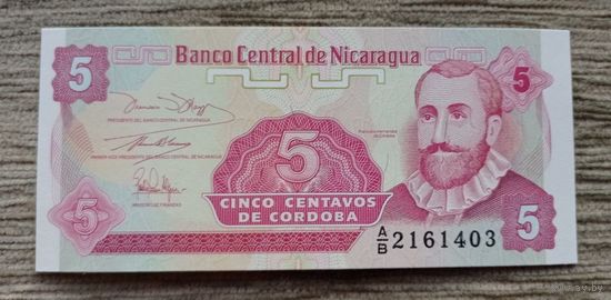 Werty71 Никарагуа 5 сентаво 1991 UNC банкнота