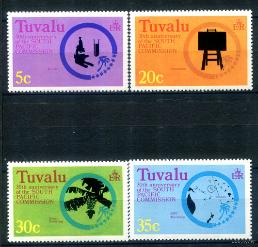 Тувалу - 1977г. - 30-летие Южнотихоокеанской комиссии - 4 марки - полная серия, MNH [Mi 46-49]. #3-WB-Z-1-20