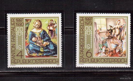 Австрия-1987,(Мих.1874-1875)  ** ,   Художники, Искусство,Живопись, (полная серия)
