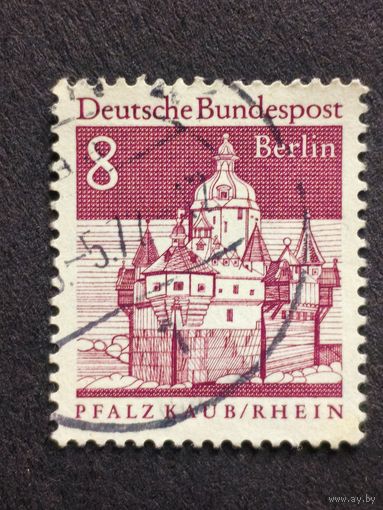 Германия 1966. Берлин. Здания Германии 12 века. Пфальцграфенштайн на реке Рейн близ Кауба