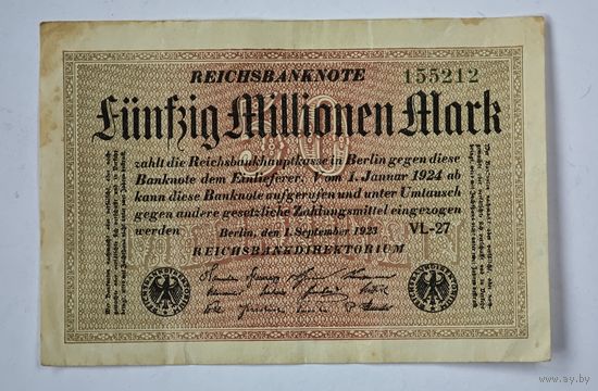 1923 год 50 000 000 марок Германия