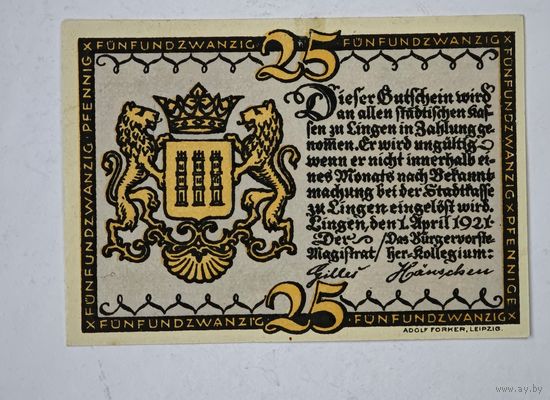 1921 год 25 пфеннигов Германия нотгельд
