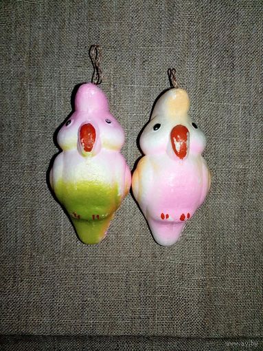 Попугаи СССР ёлочные игрушки пенопласт одним лотом птицы птички