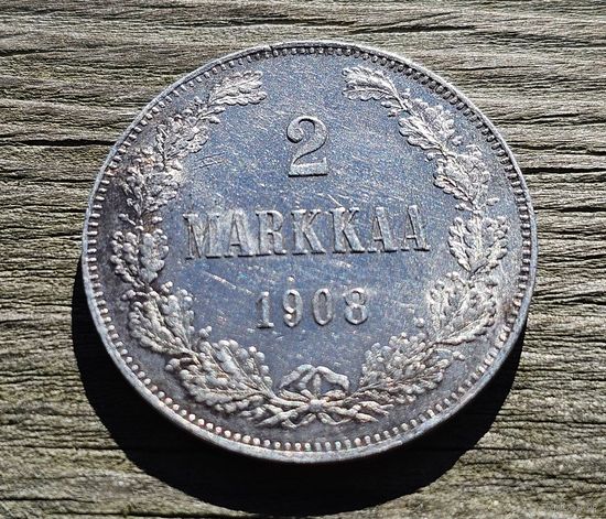 2 марки для Финляндии. Николай Второй. Штемпельная. Патина