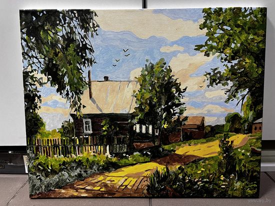 Пейзаж домик в деревне репродукция с рубля