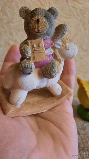 Керамическая фигурка "Мишка на коне-качалке" начала 2000-х годов