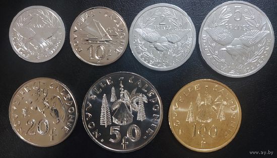 Новая Каледония 1, 2, 5, 10, 20, 50,100 франков (7 монет) 2013г. UNC