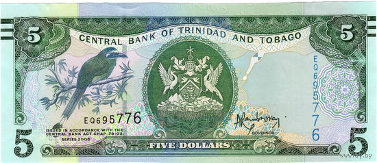 Тринидад и Табаго, 5 долларов, 2006 г., P-47b, UNC