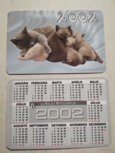 Карманный календарик . Котята. 2002 год