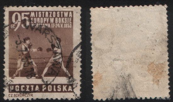 Польша (Mi)PL804 памятная 95 грош 1953 год сер.(Чемпионат Европы по боксу) - Боксеры на ринге  (CTO) (a1-01 ТОРГ/ВАША ЦЕНА