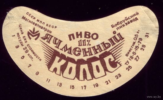 Этикетка Пиво Ячменный колос Тип 2