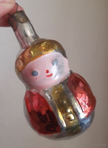 Игрушка ёлочная Матрёшка Марфуша, стекло. СССР