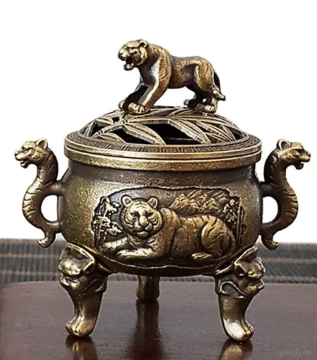 Шкатулочка Курительница Тигры Винтаж Металл/Сплав