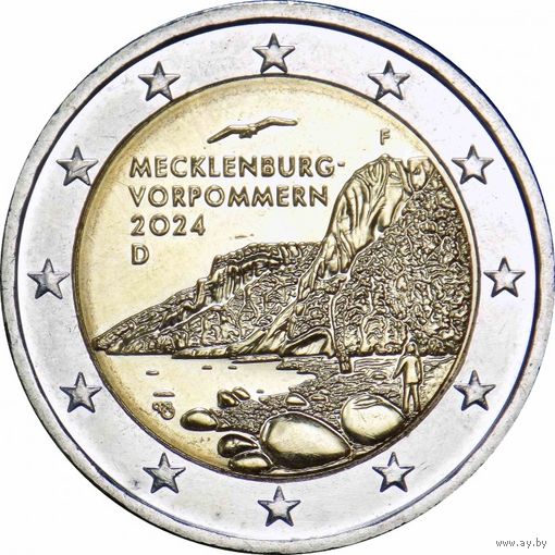 Германия 2 евро 2024 года, D, АU. Мекленбург-Передняя Померания, Кёнигсштуль. Предложите свою цену или обмен!