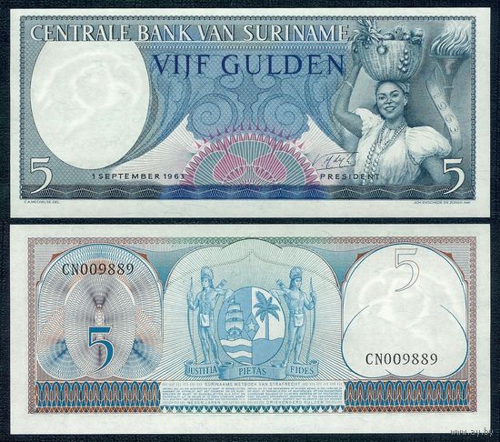 Суринам 5 гульденов 1963 год, UNC
