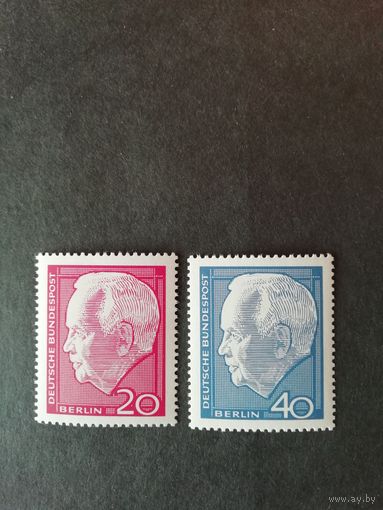 Западный Берлин 1964 серия марок "Федеральный Президент ФРГ Генрих Любке" (чистые**) Mi.234-235 каталог 0.70 евро
