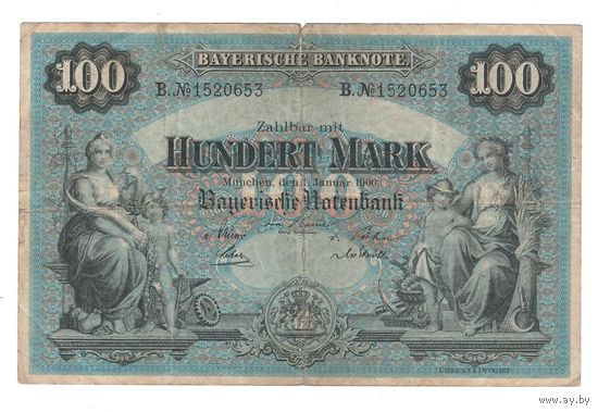 Германия Бавария 100 марок 1900 года
