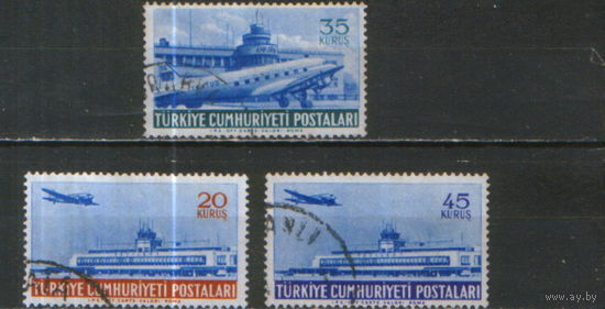 3 марки из серии 1954г. Турция "Авиапочта"