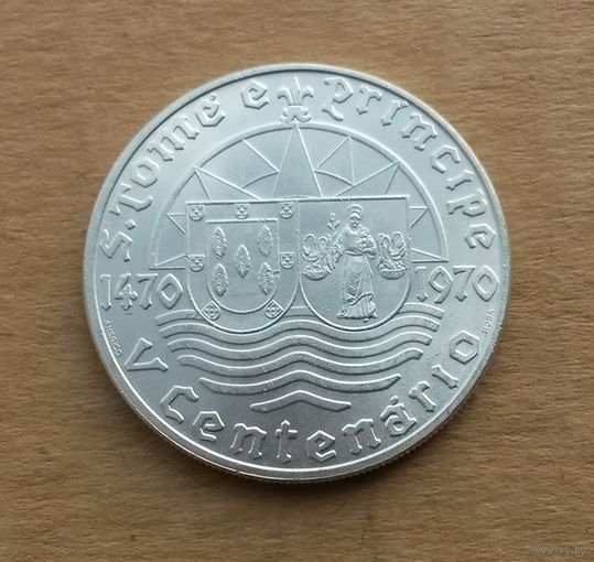Португальское Сан-Томе и Принсипи, 50 эскудо 1970 г., серебро 0.650, 500 лет открытию