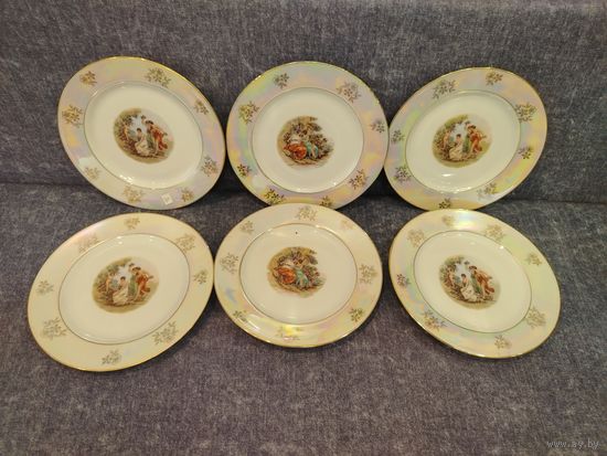 Все лоты с 1 Рубля. Комплект тарелок на 6 персон, Мадонна. ГДР 70-е гг, Henneberg Porzellan.
