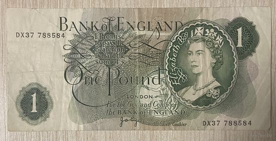 Банкнота Великобритания 1 фунт С 1960 по 1978 год. Королева Елизаветы II