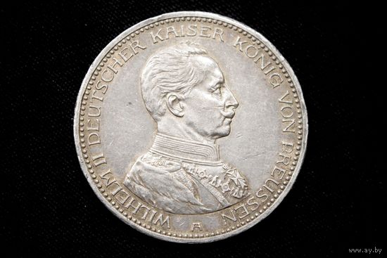5 марок 1913 г. Пруссия (Германия), Вильгельм II. Кабинетная патина, сохран!