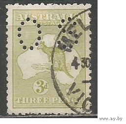 Австралия. Кенгуру на фоне карты. Служебная марка. 1913г. Mi#5 II.