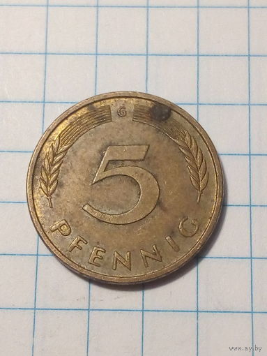 5 пфеннигов ФРГ 1990 G год