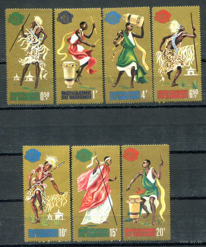 Бурунди - 1964г. - Всемирная выставка, танцы - 7 марок - полная серия, MNH с отпечатками на клее [Mi 109 A - 115 A]. #3-Bu-Z-1-16