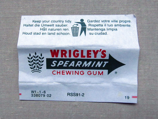 G5-342 Обертка фантик от жевачки жевательной резинки Wrigleys Spearmint 1980-1990-е