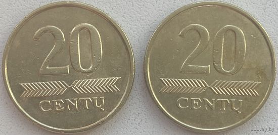 Литва 20 центов 2007 г. Цена за 1 шт.