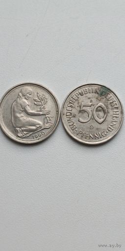 Германия. 50 пфеннигов 1990 года. A.D.