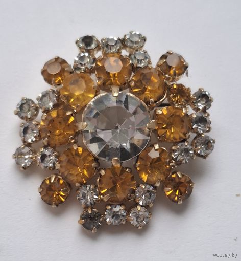 Брошь с цитриновыми кристаллами,  70-е годы, Чехословакия