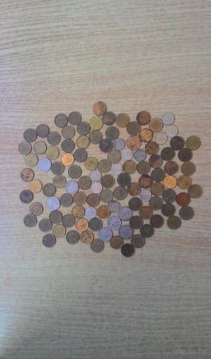 Сборный лот мелких монет России, вышедших из обращения. 1, 5, 10, 50 копеек. 140 штук.