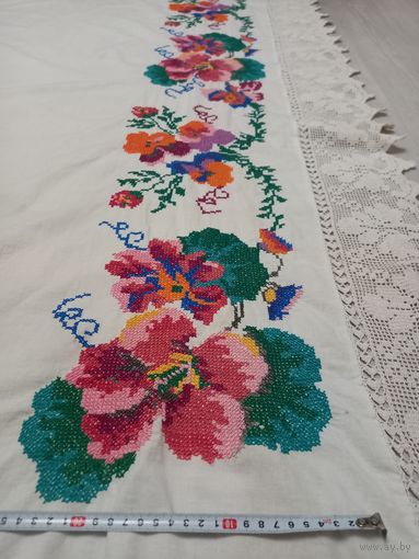 Простыня вышитая старинная