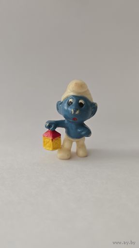 Фигурка Kinder, Смурфик  Nachtwachter из  первой серии "Смурфы" 1983 г