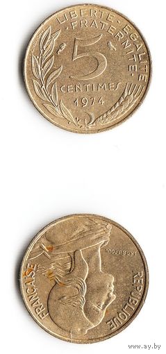 5 сантимов Франция 1974 год