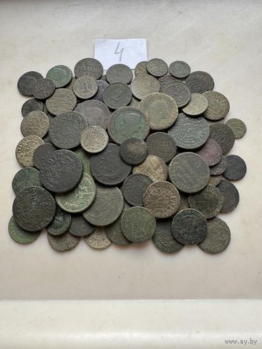 Кучка медных монет ВКЛ, Речи Посполитой и др.100 шт.