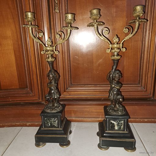 Подсвечники пара.19 век. Бронза, мрамор.