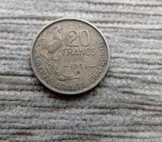 Werty71 Франция 20 Франков 1951 в Гальский петушок