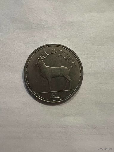 Монета. Ирландия. 1 фунт 1990 год.