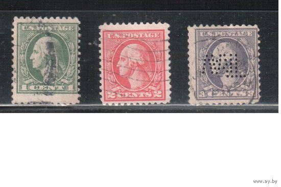 США-1918, (Скотт.525-526,530), гаш. , Стандарт, Президенты,Вашингтон,(полная серия)