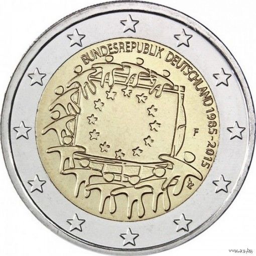 2 евро 2015 Германия 30 лет флагу Европы дворы A G F D J UNC из ролла на выбор