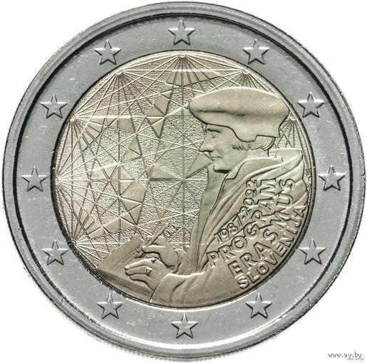 2 евро 2022 Словения 35 лет программы Erasmus UNC из ролла