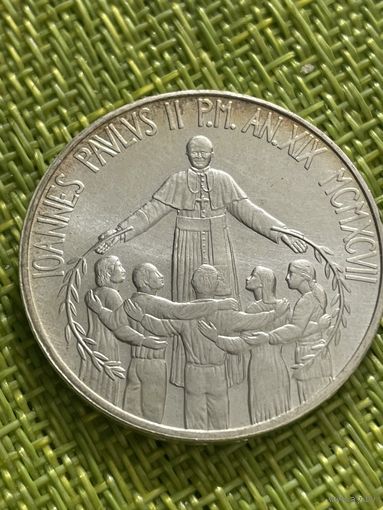 Ватикан 1000 лир 1997 г ( Серебро , 19-й год правления Иоанна Павла II )