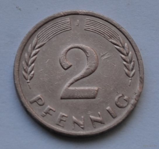 2 пфеннига 1970 г. J, ФРГ, Германия.