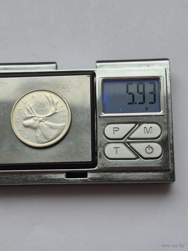 25 центов 1960 года. Канада, Королева Елизавета II (1953 - 2025). Серебро 800. Монета не чищена. H45605.