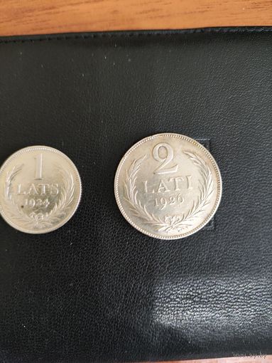 Латвия 1 и 2 лата 1924 и 1926 год
